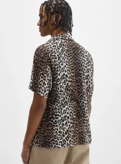 Sheer leopard camp shirt
