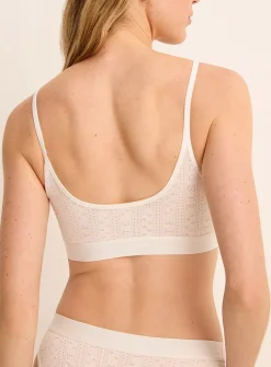 Sheer pointelle pattern bralette