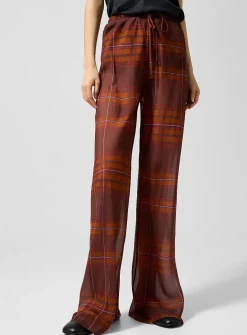 Sheer pure silk tartan pattern pant