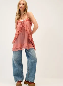 Sheer ruffled cami
