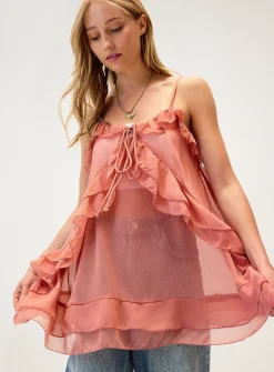 Sheer ruffled cami