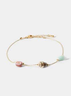 Shell and stone ankle chain