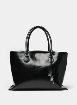 Shell Brot glossy leather tote bag
