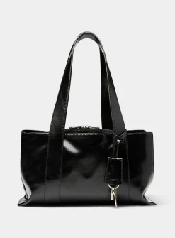 Shell Duffel glossy leather shoulder bag