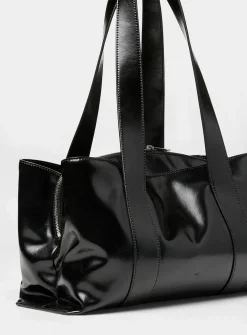 Shell Duffel glossy leather shoulder bag