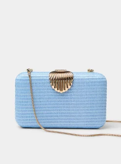 Shell straw-like evening bag