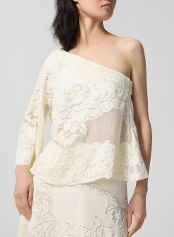 Shilo floral guipure asymmetrical blouse