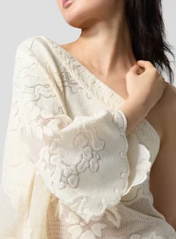 Shilo floral guipure asymmetrical blouse