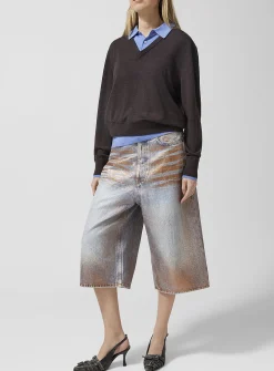 Shimmering denim Bermuda short