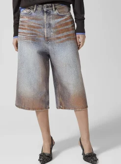 Shimmering denim Bermuda short