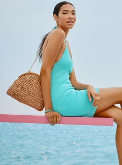Shimmering knit halter minidress