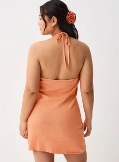 Shimmering knit halter minidress