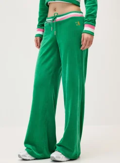 Shimmering logo velvet low-rise pant