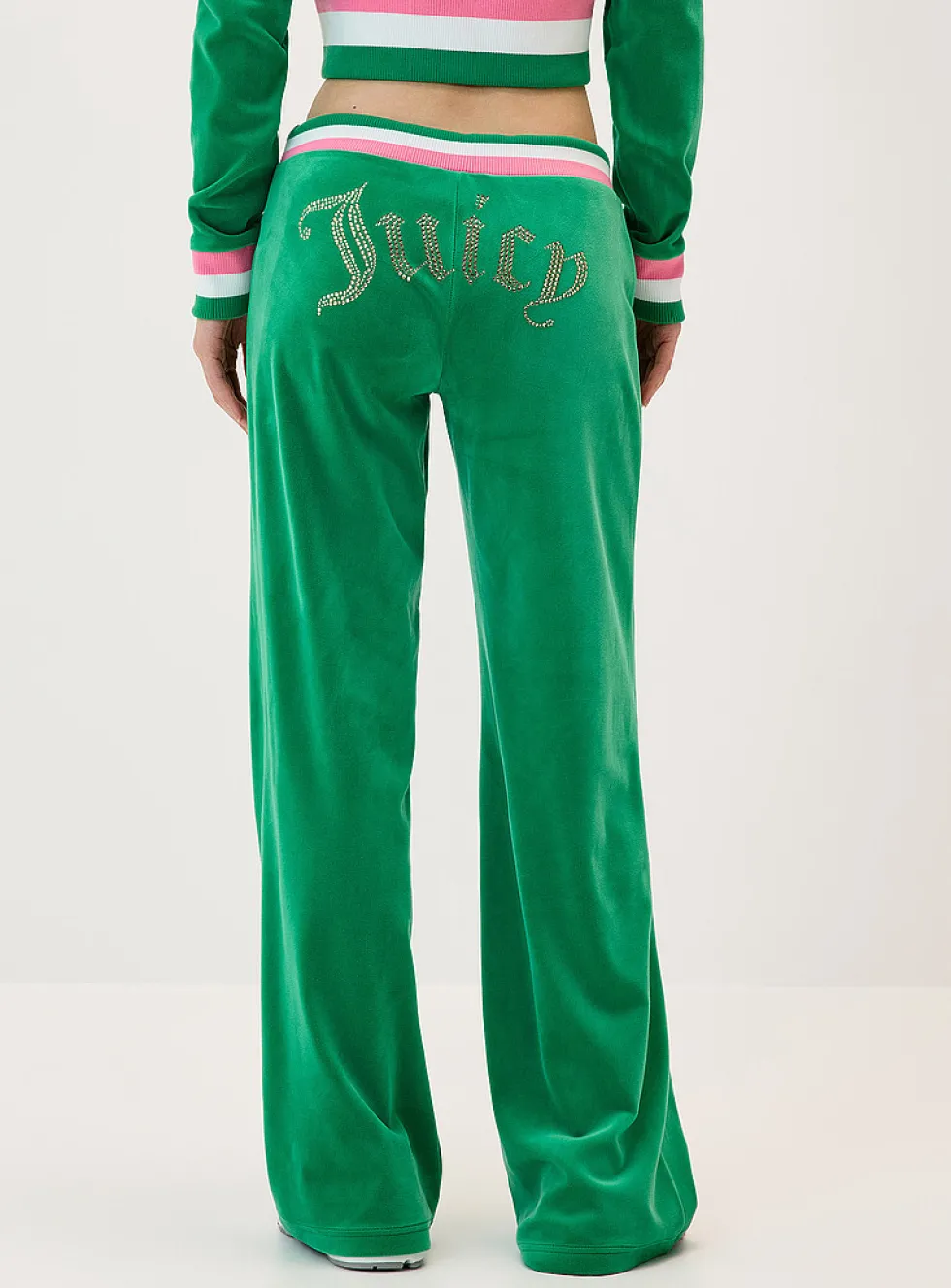 Shimmering logo velvet low-rise pant