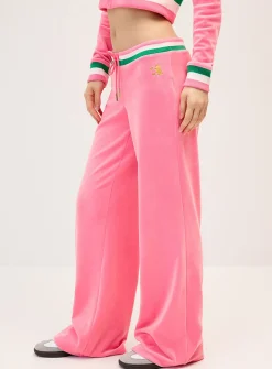 Shimmering logo velvet low-rise pant