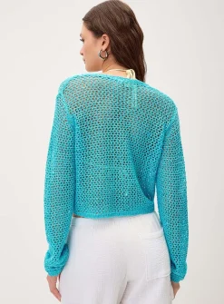 Shimmering openwork cardigan