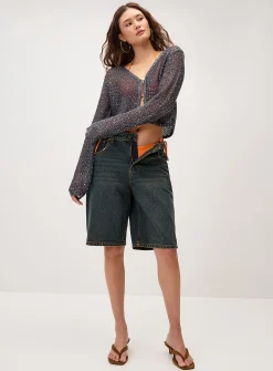 Shimmering openwork cardigan