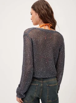 Shimmering openwork cardigan
