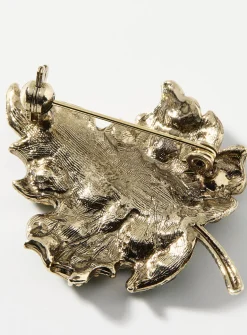 Shimmery green leaf brooch