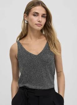 Shimmery mini-crystal V-neck tank