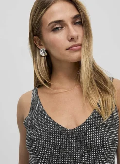 Shimmery mini-crystal V-neck tank