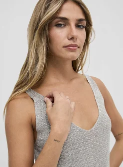 Shimmery mini-crystal V-neck tank