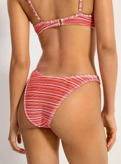 Shimmery striped high-cut cheeky bottom