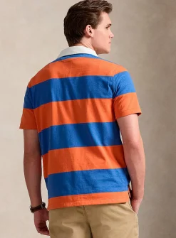 Short-sleeve club-stripe rugby polo