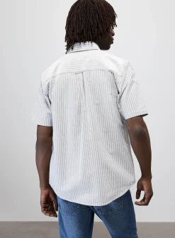 Short-sleeve striped Oxford shirt