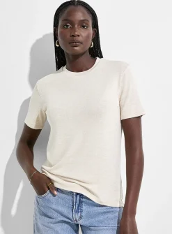 Short-sleeve supple knit T-shirt