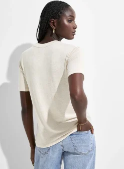 Short-sleeve supple knit T-shirt