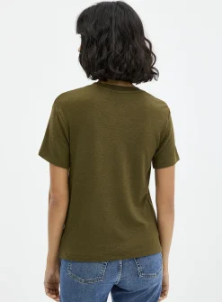 Short-sleeve supple knit T-shirt