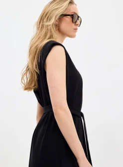 Shoulder-pad jersey maxi dress