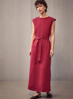 Shoulder-pad jersey maxi dress