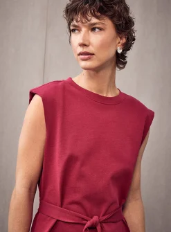 Shoulder-pad jersey maxi dress