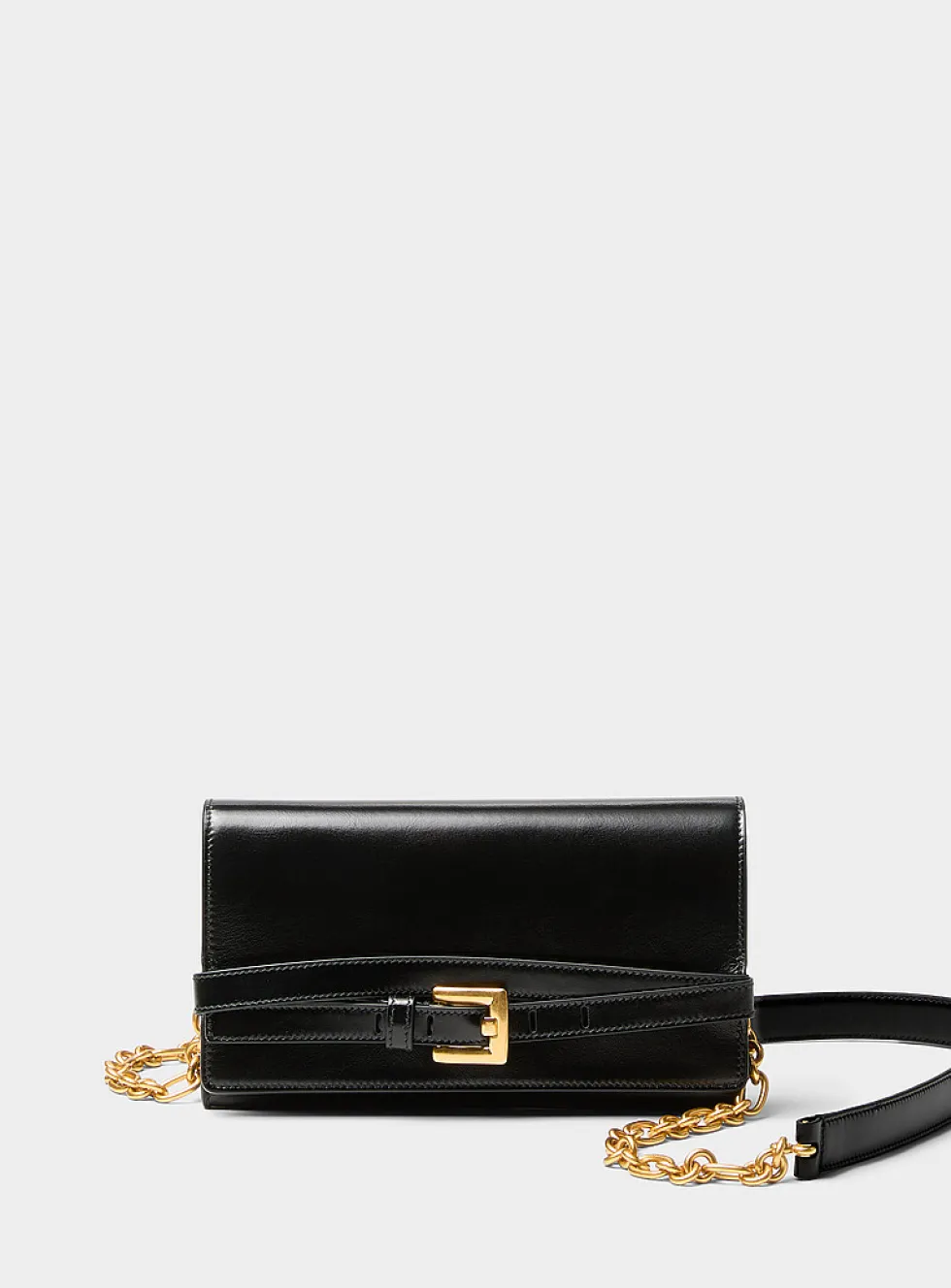 Shuffle strapped leather wallet