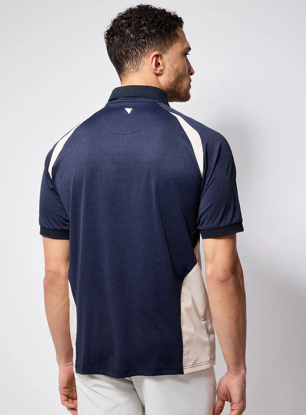 Side block heather weft golf polo