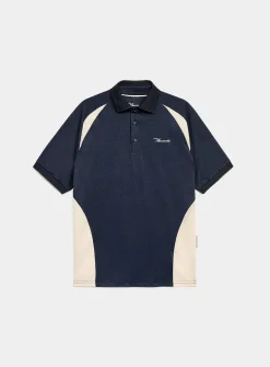 Side block heather weft golf polo