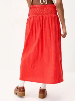 Side bows cotton maxi skirt