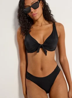 Side ruching slim bikini bottom