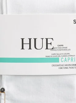 Side slit stretch denim capri legging