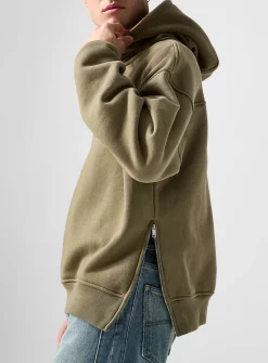 Side zips thick hooded sweatshirt