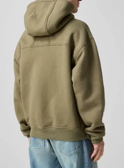 Side zips thick hooded sweatshirt
