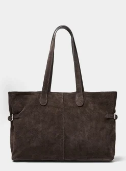 Side-belt suede tote bag