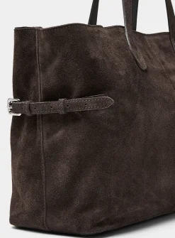 Side-belt suede tote bag