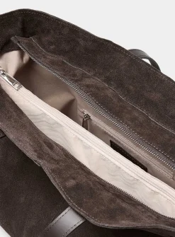 Side-belt suede tote bag