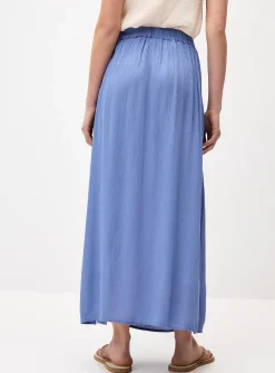Side-slit textured crepe maxi skirt