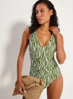 Sierra striped V-neck one-piece