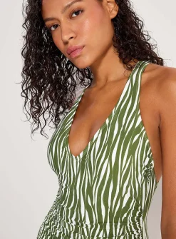 Sierra striped V-neck one-piece