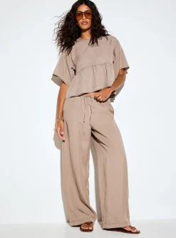 Sigrid drawstring waist wide-leg faded pant